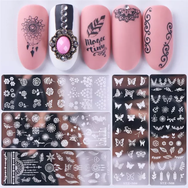 Nail Art Stamp Nail Stamping Template Flower Geometry Animals DIY Nail Designs
