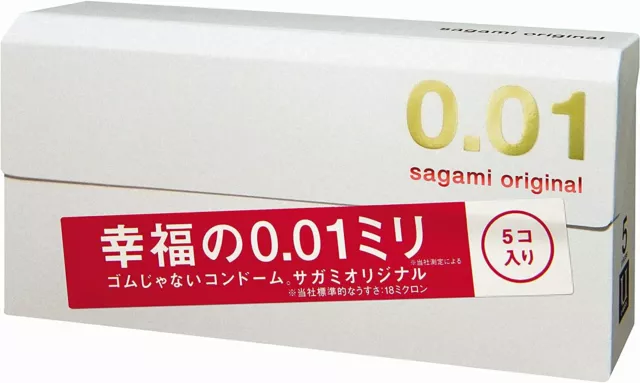 Sagami Original [ 001 ] Ultra thin 0.01mm Condoms Non Latex Regular size 5pcs