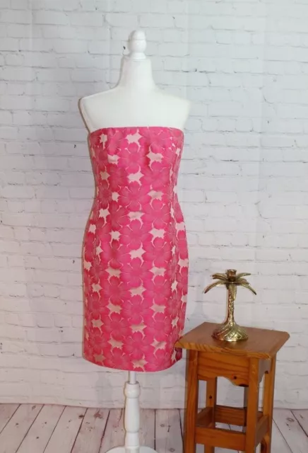 JR ~ CMV Carmen Marc Valvo Strapless Brocade Cocktail Party Dress Pink Size 10