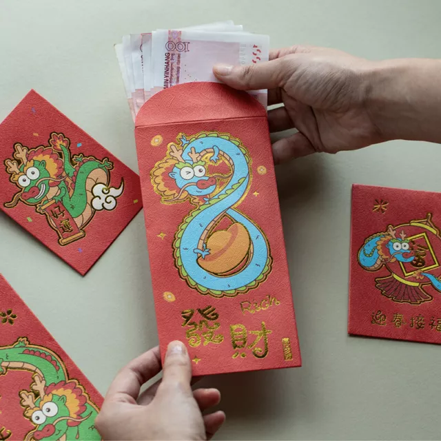 6pcs Red Envelopes Dragon Hongbao For 2024 New Year Spring Festival Red Pockets