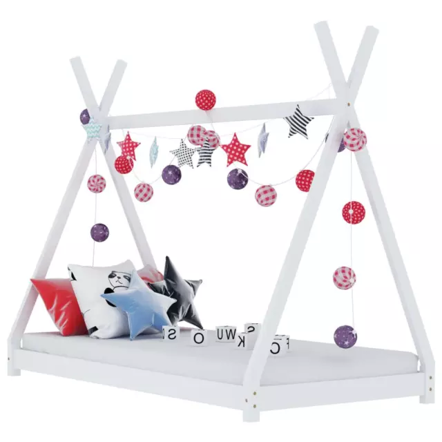 Modern Wooden White Kids Children's Single Bed Frame Wood Tipi Style Beds Base