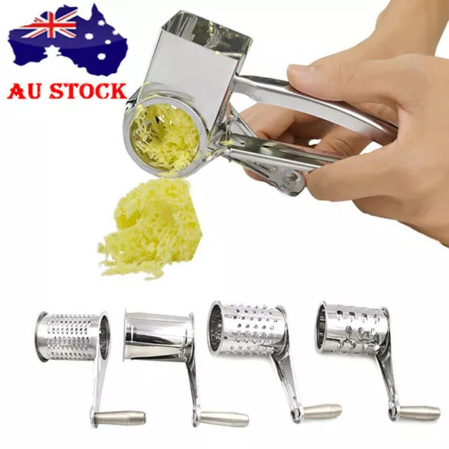 4 Set Multifunction Rotary Cheese Grater Hand Held Cut Slicer Stainless Steel