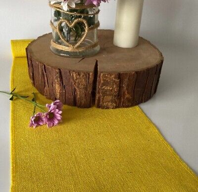 Lemon Yellow  Handmade 100% Natural Hessian Burlap Table Runner 30cm x 150cm