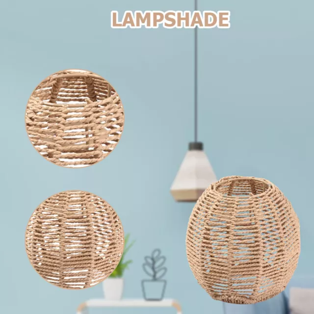 Simulated Rattan Ceiling Light Cover Rustic Handmade Woven Lamp Shade Home Decor 3