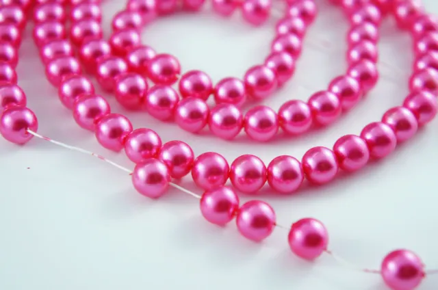 *110pcs Beads-8mm Deep Pink Color Imitation Acrylic Round Loose Pearl Spacer*
