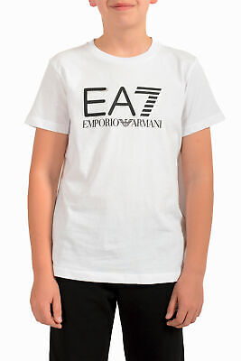 Emporio Armani EA7 Boys White Short Sleeve Logo Print Crewneck T-Shirt