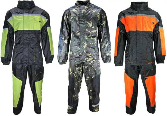 Motorrad Regenkombi Regenhose Regenjacke orange neon grün camouflage Gr. S -7XL