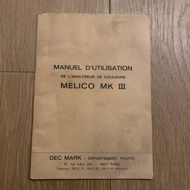 Manuel d'utilisation ❤️ MELICO MK III 3 - Analyseur de couleurs - Dec Mark