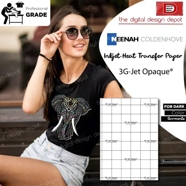 Heat Transfer Paper for Dark Fabric: Neenah "3G JET OPAQUE" (8.5"X11") 50 Sheets