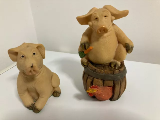 Pair Of Piggin Pigs Hand Made By David Corbridge Figurines (1994)