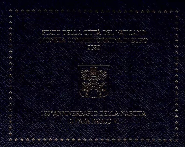 Vaticano 2 Euro 2022 - 125° Compleanno Papa Paolo VI - Folder