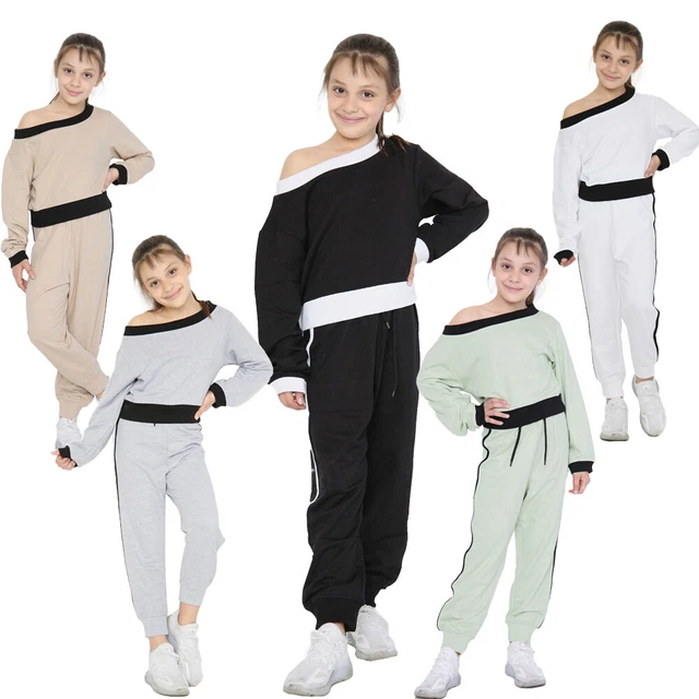Tute da jogger per bambini sport danza scuola superiore inferiore 2 pezzi 2 pezzi