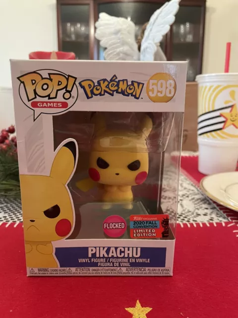 Funko Pop! Games- Pikachu #598 2020 Fall Convention Limited Edition (Flocked)