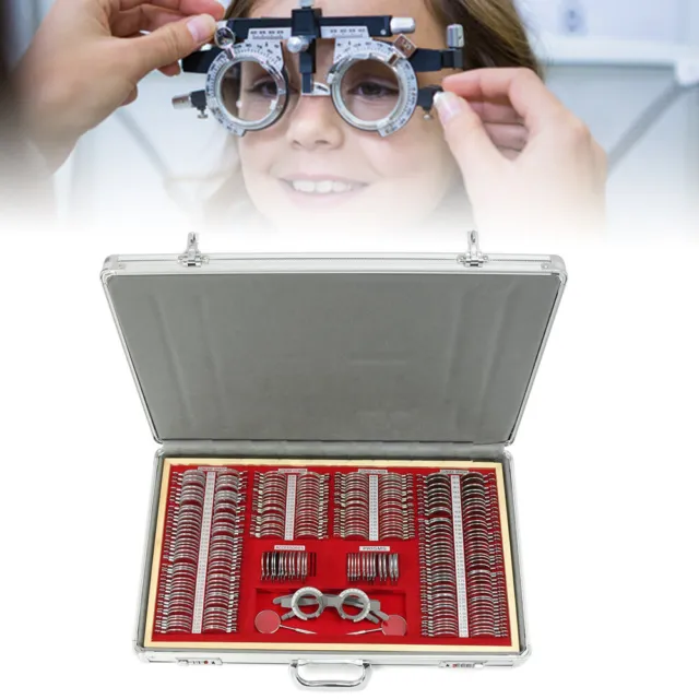 68/266pcs Optical Trial Lens Set Optometry Trial Frame Metal Rim Aluminium Box