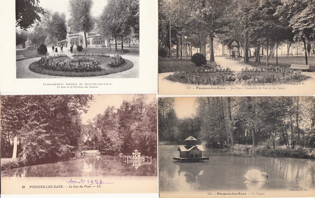 Lot 4 cartes postales anciennes POUGUES-LES-EAUX le parc