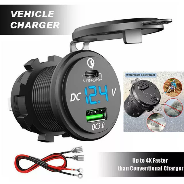 DC 12-24 V Kfz-Ladesteckdose Netzteil USB Typ-C PD QC 3.0 Schnellladung 46W XS