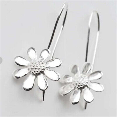 Silver Leaf Zircon Earrings Stud Drop Dangle Women Flower Wedding Jewelry A Pair