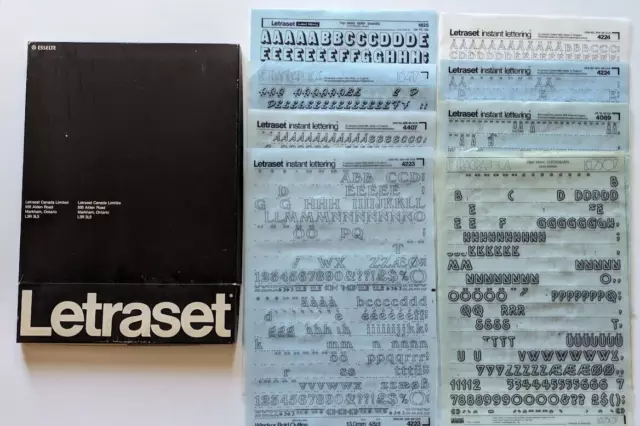 8 Letraset Lettering Outline Font Sheets Windsor Compacta Mix Typography Box Set