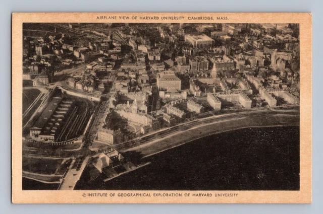 Harvard University "Airplane View" Vintage CAMBRIDGE Massachusetts Aerial ~1950s