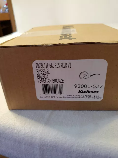 Kwikset 200Bl 11P 6Al Rcs Rlvr V1 Passage Balboa Venetian Bronze 92001-527