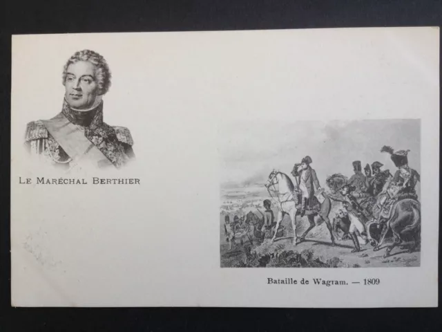 cpa LITHO ESTAMPE Portrait du Maréchal BERTHIER La BATAILLE de WAGRAM Napoléon