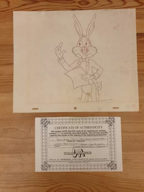 genuine bugs bunny hand drawn animators cell. with certificate! one of a kind.