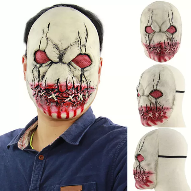 Scary Zombie Mask Horror Bloody Cosplay Costume Creepy Halloween Party Props NEW