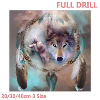 AU Full Drill Wolf Dream Catcher 5D Diamond Painting Embroidery Cross Sti'UK