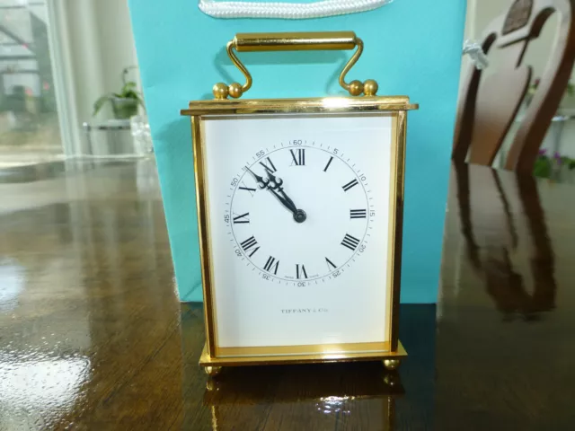 Vintage Tiffany & Co. Clock 15 Jewels Mechanical Wind Up  Swiss Carriage Clock