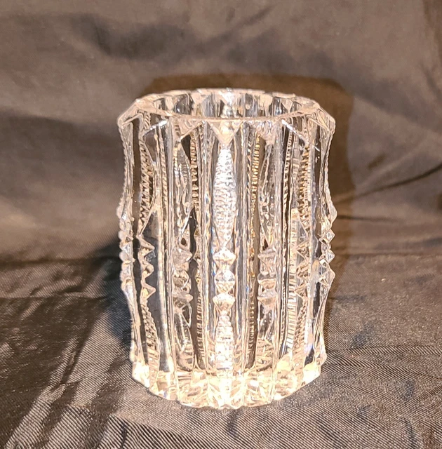 Antique American Brilliant Period Cut Glass Zipper Pattern Toothpick Holder