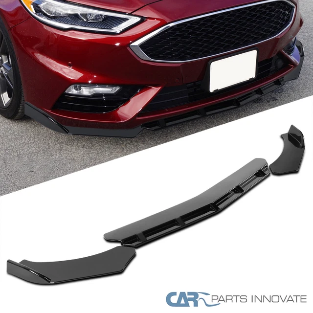 Fits Universal Glossy Black PP Front Bumper Lip Spoiler Splitter Body Kits 3PC
