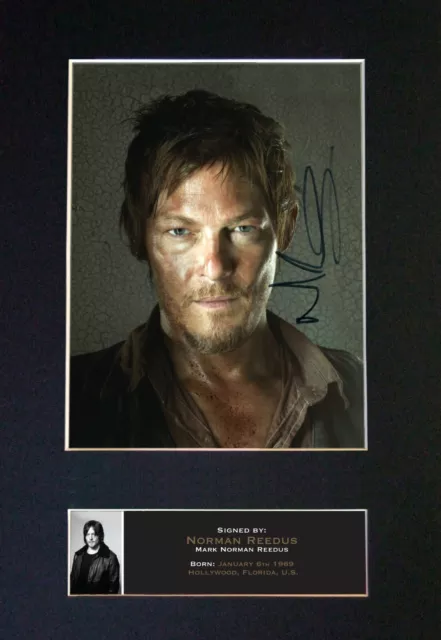 NORMAN REEDUS The Walking Dead Signed Autograph Mounted Repro Photo A4 Print 560