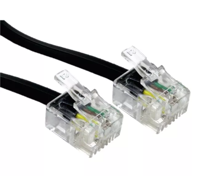 2m RJ11 To RJ11 Cable Lead 4 Pin ADSL DSL Router Modem Phone BLACK