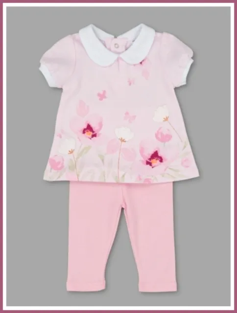Baby Girls Top & Leggings Outfit Spanish Style Pink Floral Set 0-12 Months BNWT
