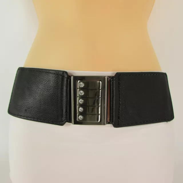 New women belt elastic waistband black brown hip high waist stretch fashion S M