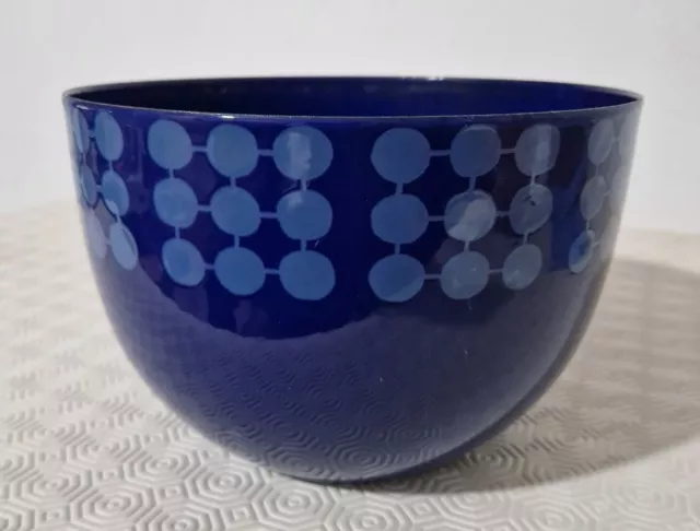 Vintage Finel Bowl  Enamel Blue Domino Made in England 3.35 Litres 8" Diameter