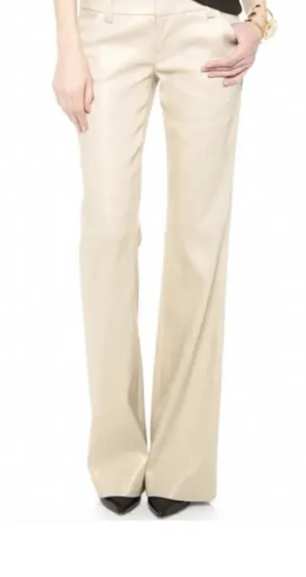 Alice + Olivia Champagne Gold Linen Blend Leg Flare Trouser Pants Size 8 NWOT