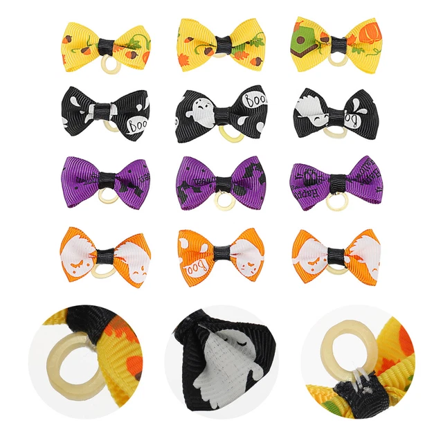 12 un. Arcos para el pelo de mascotas perros diseños de Halloween para cachorros arcos para el pelo accesorios