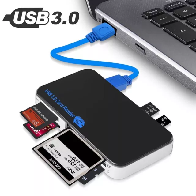 6 in 1 USB 3.0 Compact Flash Memory Card Reader Adapter 5Gbps for CF TF SD MS XD