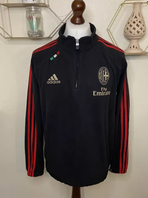 AC Milan Retro 2011/12 Adidas Football Training Fleece Pullover 1/4 Zip UK M
