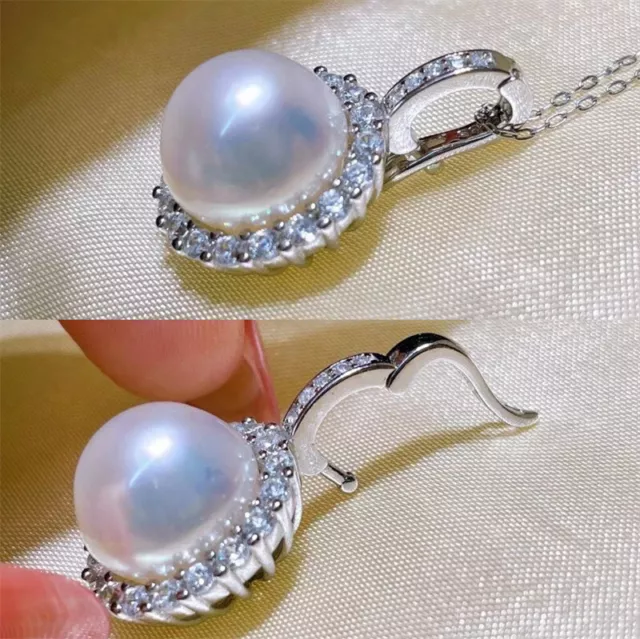 Gorgeous AAAAA Japanese Akoya Perfect  12-13mm White Pearl Earring 925s