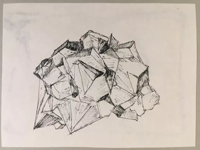 Muy Hermoso Dibujo Minerales Piedra Tinta Y La Mía Plomo 1960 A Identificar
