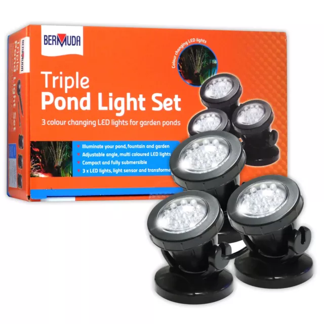 Bermuda Pond Light Set 3 LED Garden Lighting with Colours Path Lights