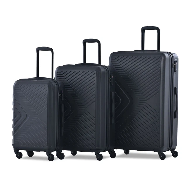 Black Travelhouse 3-Piece Hardshell Lightweight Luggage Set with Spinner Wheels