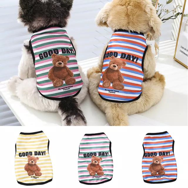 Sommer Haustier Hund Weste Aufdruck Kleidung Gestreift Pullover für Welpen S #