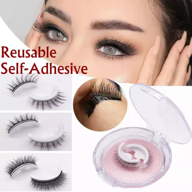 Fake Eyelashes Natural Curly Reusable Self-adhesive False Eyelashes 3D Mink