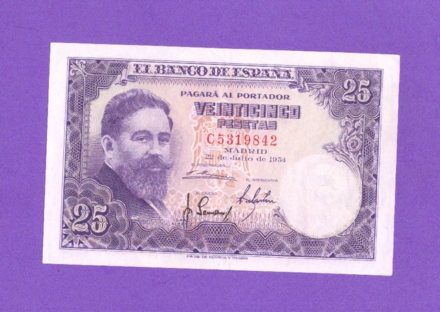 Spaiin-Banknote    Rare   -  25   Pesetas  1954 -  Xf+