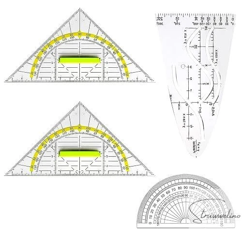 Geodreieck Grundschule, 4 Stück Parabelschablone Mathe Geometrie Set Geodreieck