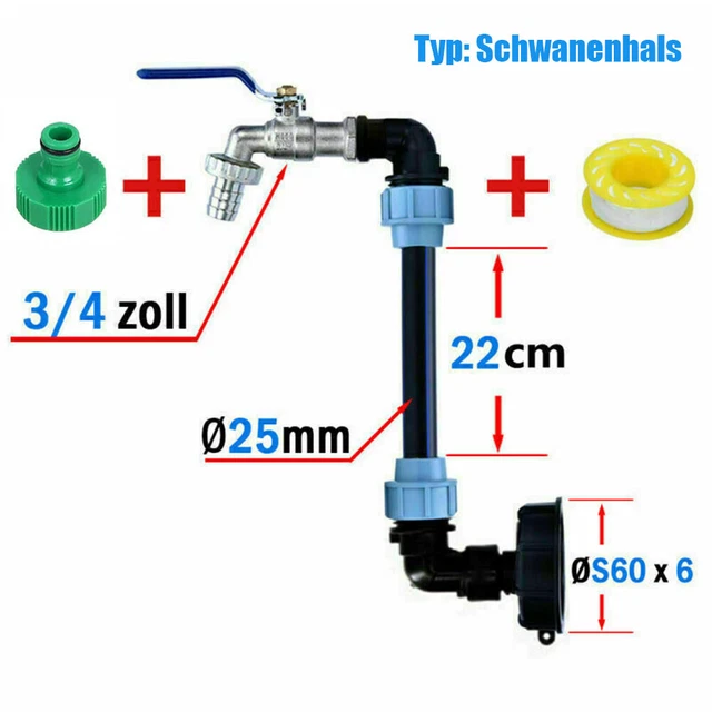 Aiyomi IBC Schwanenhals Auslaufhahn 3/4 Zoll - Perfekt Für 1000L Container