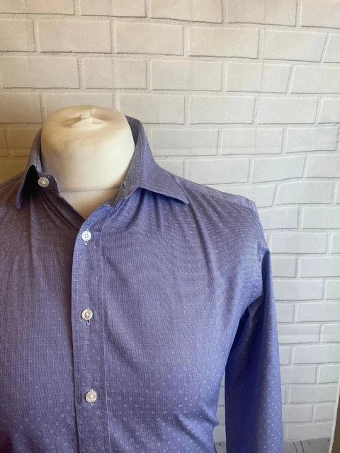 Camicia rosa Thomas blu 15" aderente polsino con bottoni